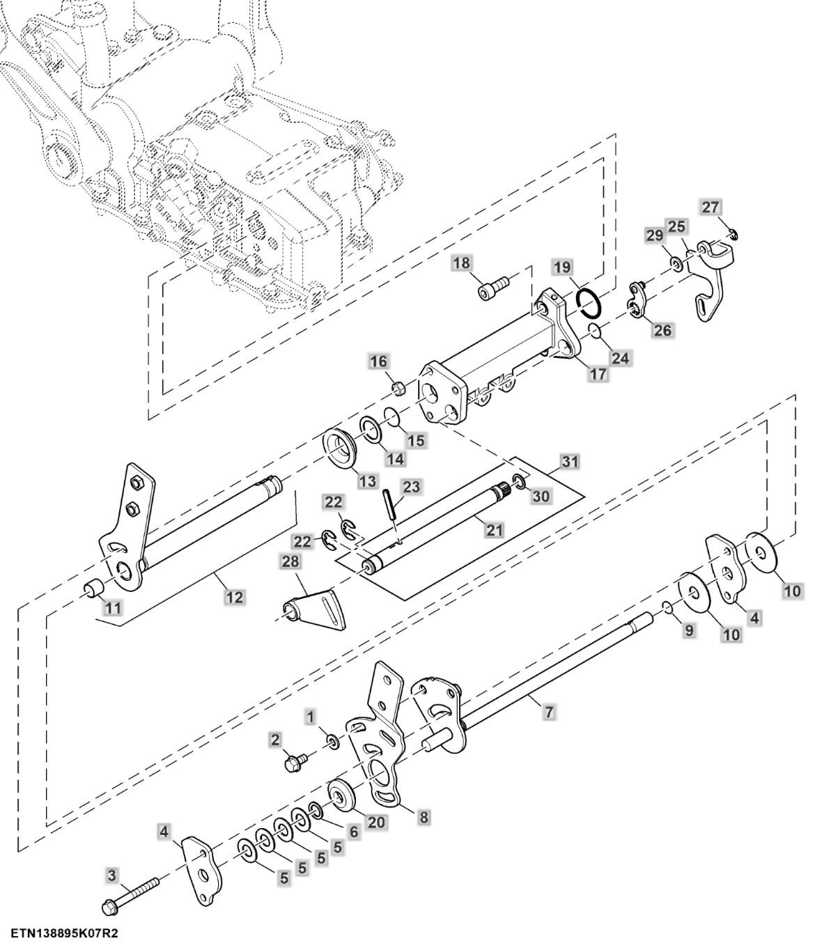 Cụm điều khiển trục lắc, hệ thống lái không trợ lực 